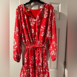 Red and white flowerr dress